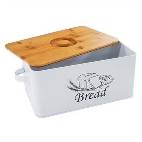 Large Capacity Metal Bread Bin Box Kitchen Food Storage Containers Outdoor Picnic Snack Storage Box with Handle and Bamboo Lid. Type: Food Storage Containers.