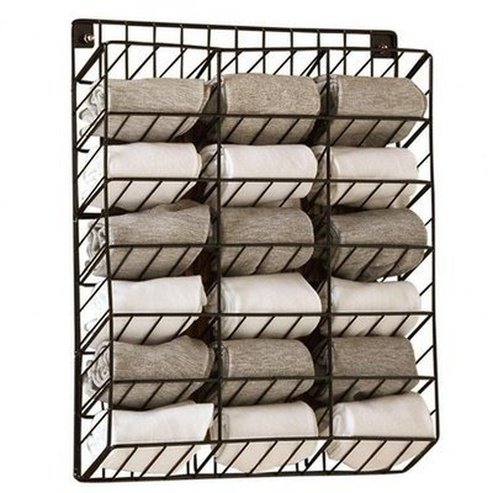 Iron Wall-Mounted Underwear and Socks Rack with Stickers, offering a High-capacity, Punch-Free Hanging. Storage and Organization. Type: Storage Hooks & Racks.