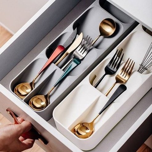 Cutlery Drawer Organizer Tray Holder Knife Spoon Forks Tableware Organizer Spice Bottle Container Knives Block Shelf. Type: Household Drawer Organizer Inserts.