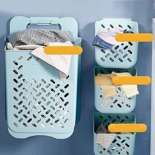 Space-Saving Wall-Mounted Folding Laundry Basket