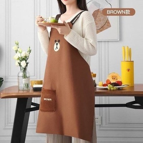LINE FRIENDS Apron Aprons Brown LINE FRIENDS Brown Sally Cartoon Kitchen Apron - Dondepiso