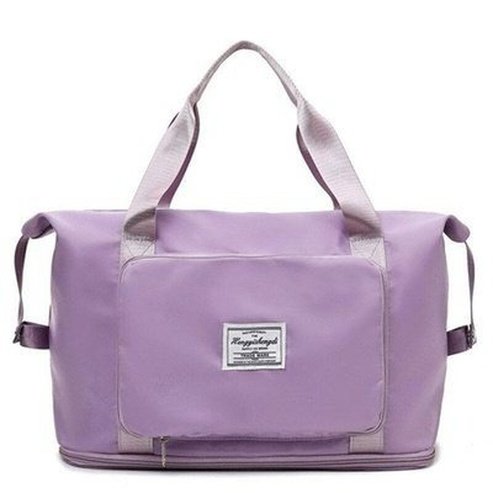 Foldable Shoulder Bag Backpacks Purple Canvas Large Foldable Travel Crossbody Bag – Dondepiso