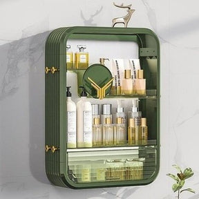 Cosmetics Wall Shelving Bathroom Accessory Mounts Green Cosmetics Luxury Layered Wall Storage Shelving · Dondepiso
