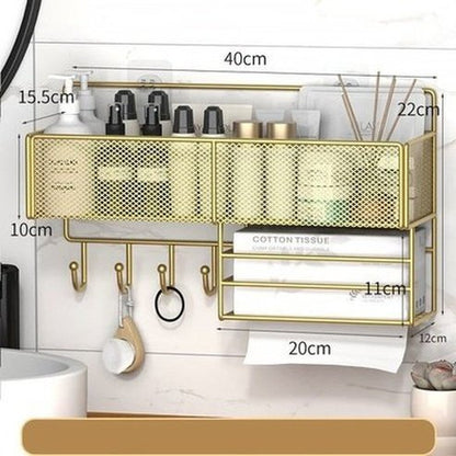 Gold Bathroom Shelf Bathroom Accessory Mounts Iron Mesh Shampoo Shower Rack · Dondepiso