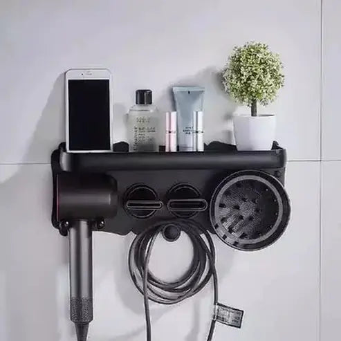 Shelf Storage Hair Dryer Bathroom Accessory Mounts Black Multi-function Shelf Storage Hair Dryer – Dondepiso 