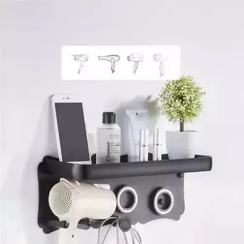 Shelf Storage Hair Dryer Bathroom Accessory Mounts Black Multi-function Shelf Storage Hair Dryer – Dondepiso 