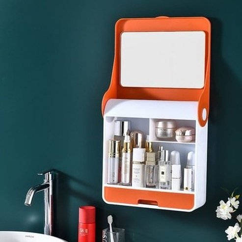 Makeup Storage Box Bathroom Accessory Mounts No Drill Wall Mount Cosmetic Storage Box – Dondepiso