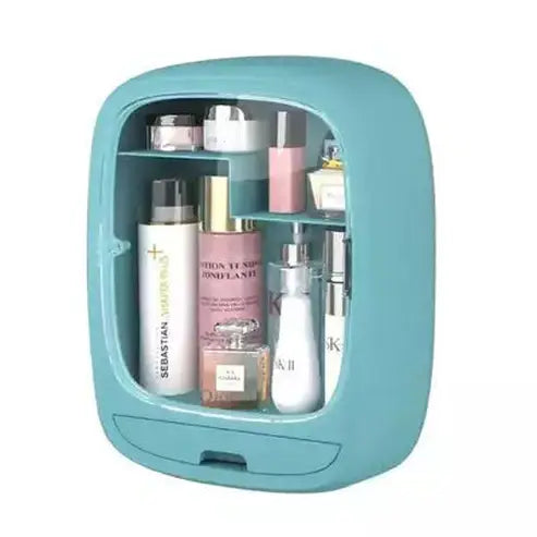 Makeup Organizer Box Bathroom Accessory Mounts Blue Sturdy Wall Hanging Makeup Organizer Box Drawer – Dondepiso