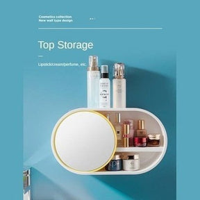 Hanging Cosmetic Box Bathroom Accessory Mounts Wall Makeup Accessories Storage Box With Mirror · Dondepiso