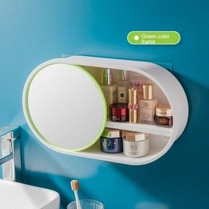 Hanging Cosmetic Box Bathroom Accessory Mounts Wall Makeup Accessories Storage Box With Mirror · Dondepiso
