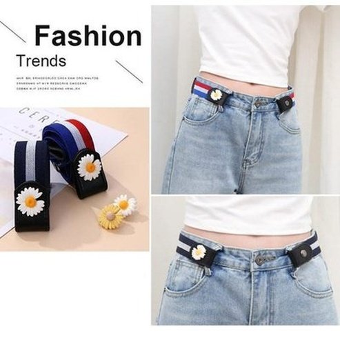 Elastic Flower Belt Belts Elastic Flower Belt Without Buckle Women Jeans – Dondepiso