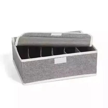 Fabric Underwear Box Clothing & Closet Storage gray-6-grids / China Fabric Heavy Duty Underwear Box with Lid – Dondepiso