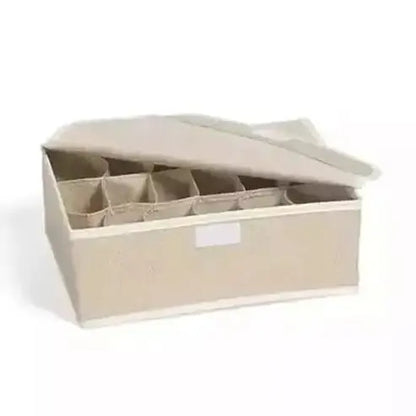 Fabric Underwear Box Clothing & Closet Storage Khaki-18-grids / China Fabric Heavy Duty Underwear Box with Lid – Dondepiso