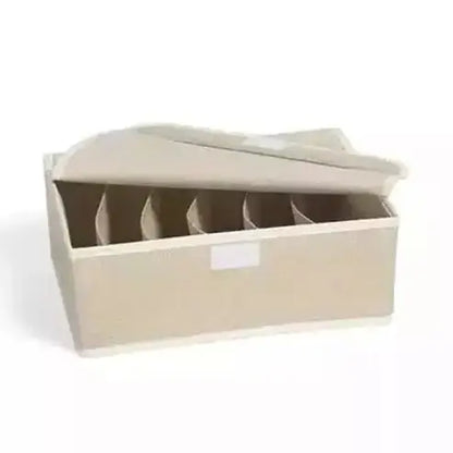 Fabric Underwear Box Clothing & Closet Storage khaki-6-Grids / China Fabric Heavy Duty Underwear Box with Lid – Dondepiso