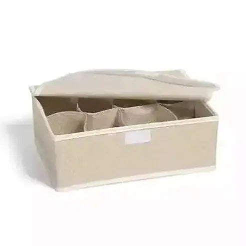 Fabric Underwear Box Clothing & Closet Storage khaki-8-grids / China Fabric Heavy Duty Underwear Box with Lid – Dondepiso