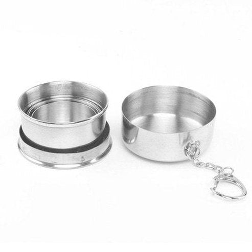 Retractable Cup With Keychain Coffee & Tea Cups Silver Stainless-Steel Retractable Cup With Keychain · Dondepiso