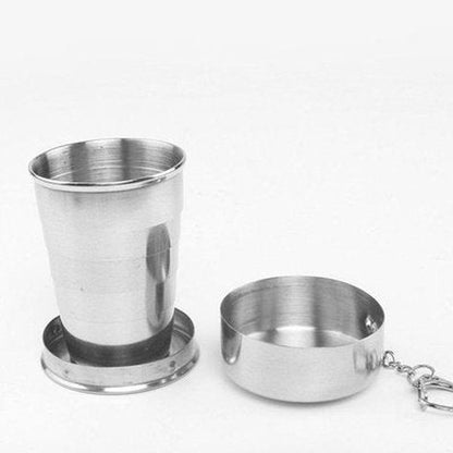Retractable Cup With Keychain Coffee & Tea Cups Silver Stainless-Steel Retractable Cup With Keychain · Dondepiso