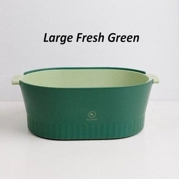 Double Drain Basket Bowl Colanders & Strainers Green-S Double Basket Food Colander Bowl - Dondepiso