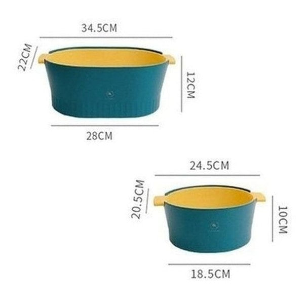 Double Drain Basket Bowl Colanders & Strainers Double Basket Food Colander Bowl - Dondepiso