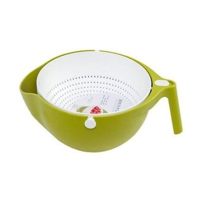 Fruit drain basket Colanders & Strainers Green Double Layer Vegetable Strainer Bowl for Sink – Dondepiso