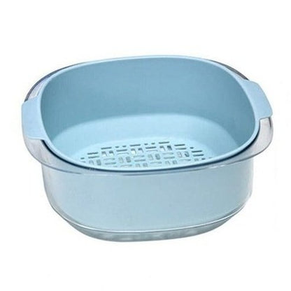 Stackable Draining Bowl Colanders & Strainers Blue Large Capacity Stackable Drain Bowl – Dondepiso