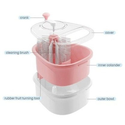Roller Salad Wash Bowl Colanders & Strainers Pink / China Manual Salad Spinner Rollers Wash Bowl – Dondepiso
