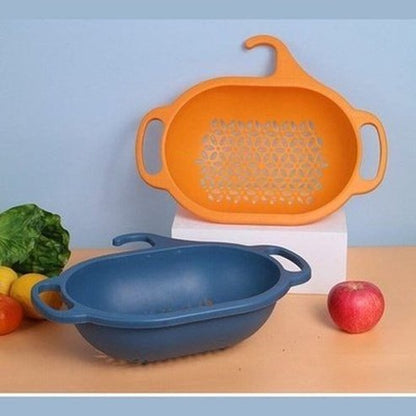 Kitchen Sink Drainer Colanders & Strainers Blue Multipurpose Kitchen Sink Drainer Fruit Basket – Dondepiso