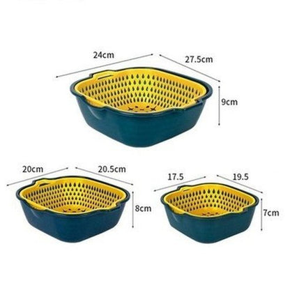 Food washing bowl Colanders & Strainers Silicone Double Layer Food Wash Drainer Bowl – Dondepiso