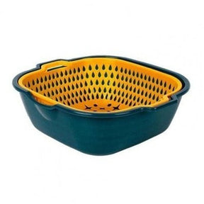 Food washing bowl Colanders & Strainers Blue Silicone Double Layer Food Wash Drainer Bowl – Dondepiso