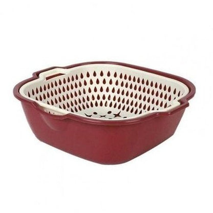 Food washing bowl Colanders & Strainers Purple Silicone Double Layer Food Wash Drainer Bowl – Dondepiso