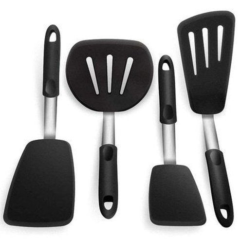 Set Frying Spatulas Cookware Sets Black 4 Pieces Set Fry Spatulas Strainer Hand · Dondepiso