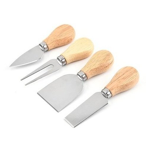 Cheese Knives Set Cookware Sets Silver Cheese Knives Set of 4 Wood Handle · Dondepiso