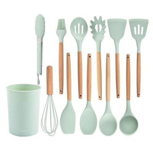 Silicone Cooking Tools Set Cookware Sets Green Silicone Cookware Set With Storage Box · Dondepiso
