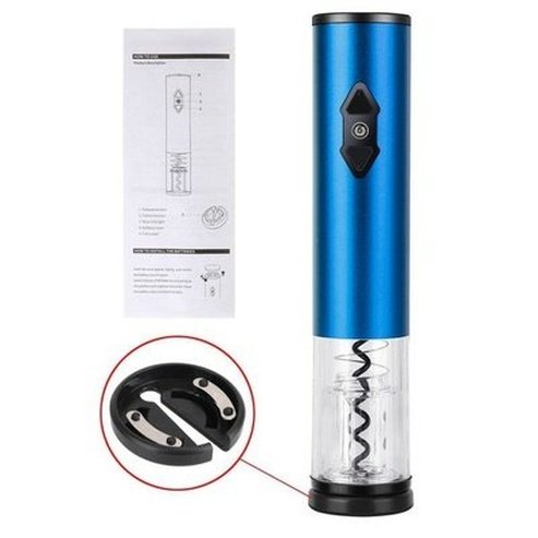 Safety Electric Corkscrew Corkscrews Blue Durable safe electric corkscrew with foil cutter – Dondepiso