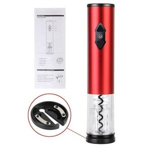 Safety Electric Corkscrew Corkscrews Red Durable safe electric corkscrew with foil cutter – Dondepiso