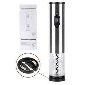 Safety Electric Corkscrew Corkscrews Gray Durable safe electric corkscrew with foil cutter – Dondepiso