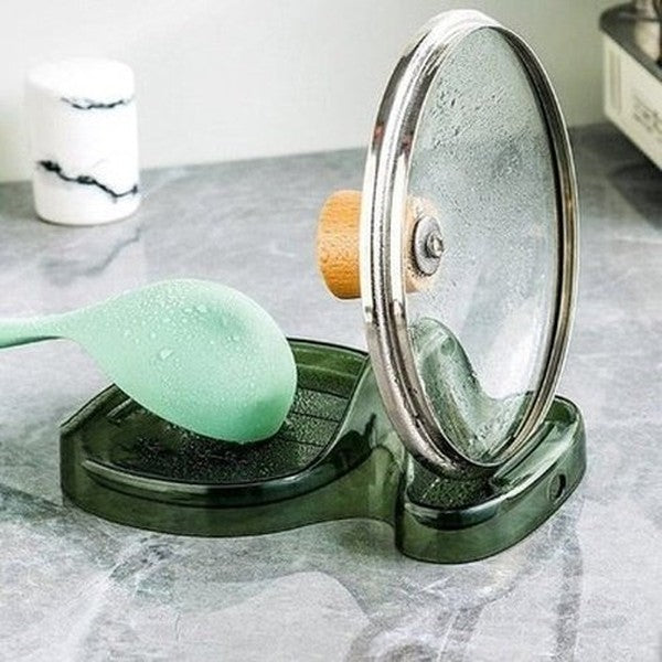 Pot Cover Frame Sitting Kitchen Countertop with Water Tray Home Pot Cover Chopping Board Sink Pot Spatula Spoon Shelf.