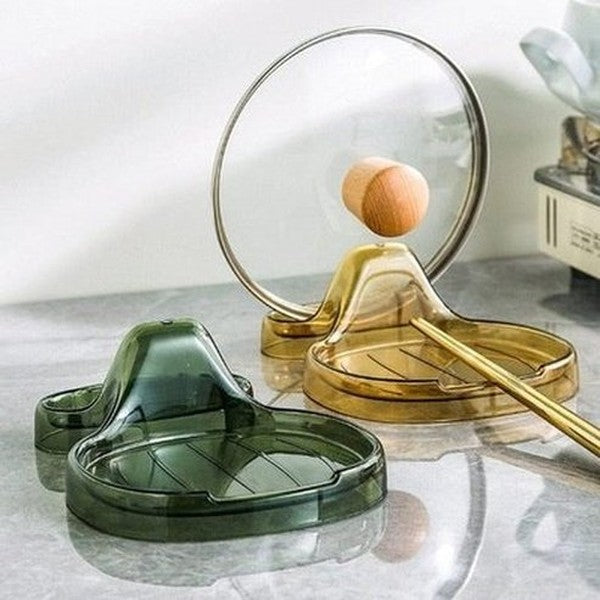 Pot Cover Frame Sitting Kitchen Countertop with Water Tray Home Pot Cover Chopping Board Sink Pot Spatula Spoon Shelf.
