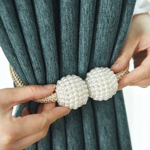 Magnetic Curtain Clips Decor khaki 2pcs Pearl Beads Magnetic Curtain Clips – Dondepiso