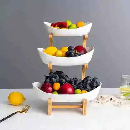 Fruit Tower Stand Decorative Trays 3 Tiers Decorative Plastic Fruit Tower · Dondepiso