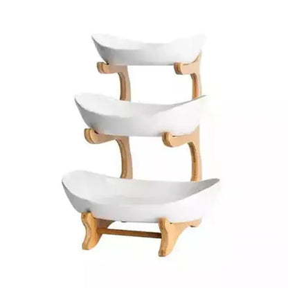 Fruit Tower Stand Decorative Trays White 3 Tiers Decorative Plastic Fruit Tower · Dondepiso