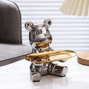 Cartoon Bear Decor Tray Decorative Trays Silver Nordic Style Luxury Electroplated Cartoon Bear Tray · Dondepiso