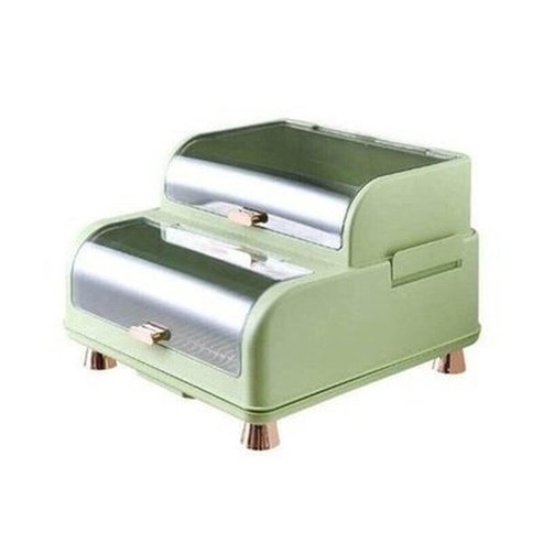 Tableware Storage Box Dish Racks & Drain Boards Light green 2 Layer Dish Drainer Storage Box with Lid – Dondepiso