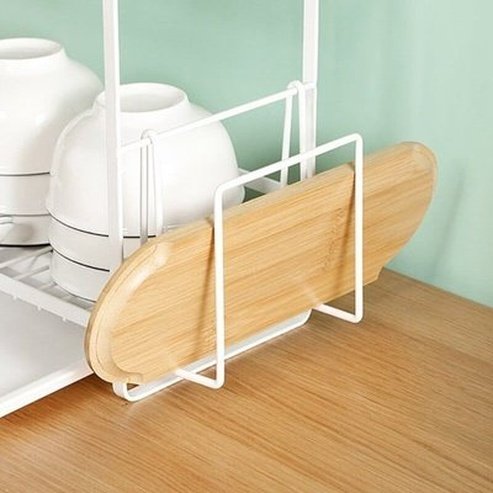 Dish Drying Rack Dish Racks & Drain Boards White 2-Tier Metal Dish Drainer With Cutting Board · Dondepiso