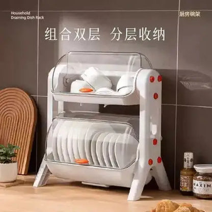 Dishes Storage Box Dish Racks & Drain Boards Dishes Storage Box with Transparent Lid · Dondepiso