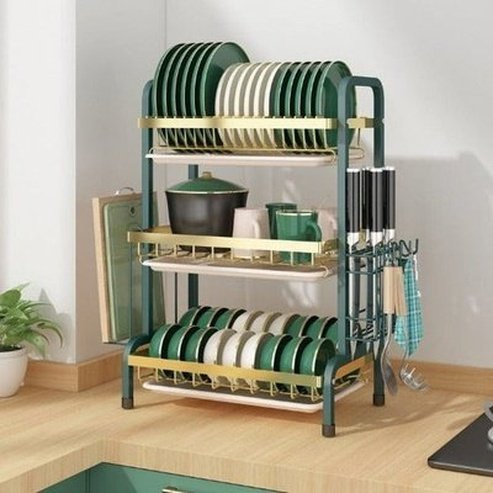 Over Sink Dish Rack Dish Racks & Drain Boards Black Golden Metal Over Sink Dish Drain Rack · Dondepiso