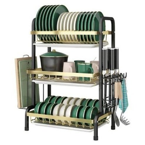 Over Sink Dish Rack Dish Racks & Drain Boards Black Golden Metal Over Sink Dish Drain Rack · Dondepiso