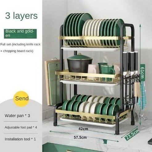 Over Sink Dish Rack Dish Racks & Drain Boards Black Golden Metal Over Sink Dish Drain Rack · Dondepiso