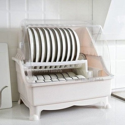 Dish Storage Box Dish Racks & Drain Boards Kitchenware Storage Dish Organizer Box With Lid - Dondepiso