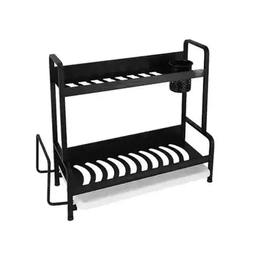 Metal Dish Drying Rack Dish Racks & Drain Boards Black Metal Double Layer Dish Drainer for Kitchen · Dondepiso